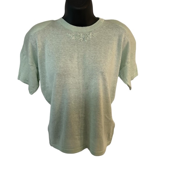 Christian Dior Vintage Mint Green Women's Top Size Medium - Picture 1 of 9